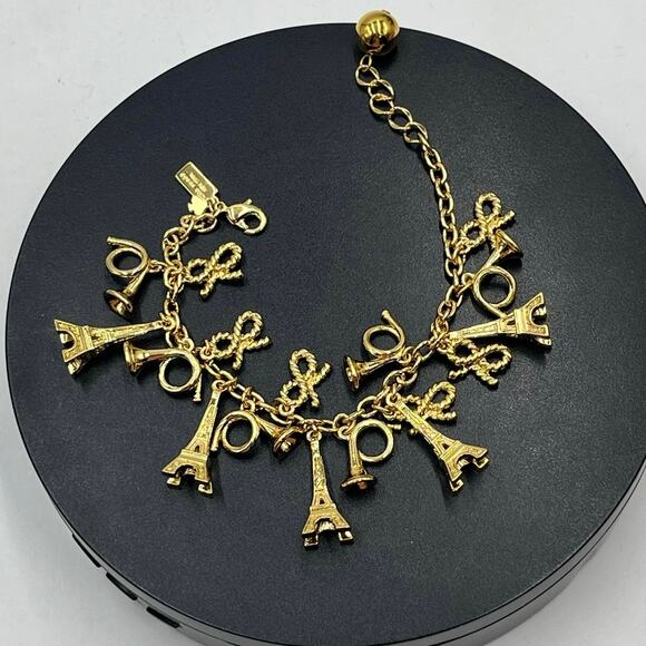 Kate Spade Jewelry - KATE SPADE Parisian Lights 12k Gold Plated Paris Eiffel Tower Charm Bracelet